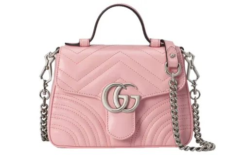 GUCCI Marmont Leather Messenger Bag, Crossbody Handbag, Shoulder Bag Mini Women's Pink Candy Color Unicorn