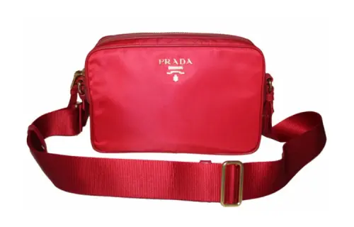 PRADA Zip Closure Nylon Crossbody Bag Regular Red