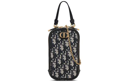 DIOR OBLIQUE30 Montaigne Leather Shoulder Bag, Crossbody Bag Cell Phone Pouch Women's Blue