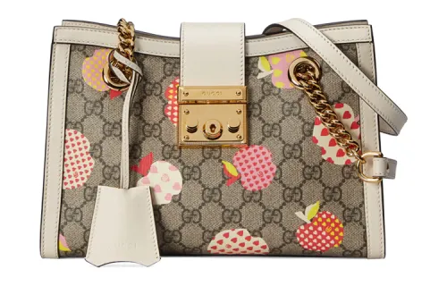 GUCCI Padlock Canvas Tote Bag, Shopping Bag, Portable Crossbody Bag, Shoulder Bag Women's White & Ebony