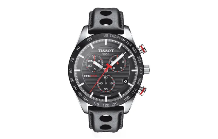 TISSOT 516 Quartz Movement Men's Watches Watch 42mm Black Dial Stainless Steel Case Leather Strap
