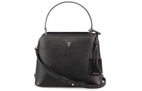 PRADA Saffiano Spectrum Cow Leather One Shoulder Handbag Small Women's Black