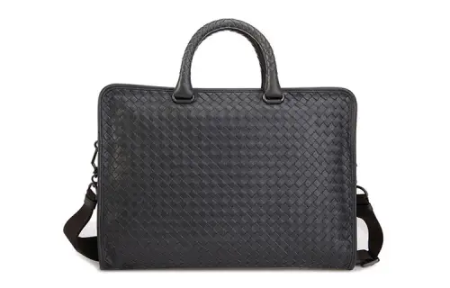 Bottega Veneta Sheepskin Briefcase, One Shoulder Handbag Men's Dark Gray