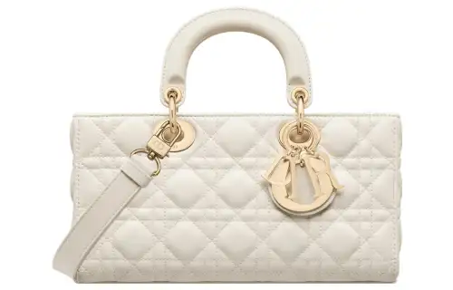 DIOR Lady D Joy Sheepskin Handbag Women's White