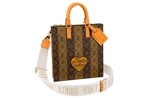 LOUIS VUITTON X Nigo Sac Plat Cross Monogram Stripes Brown