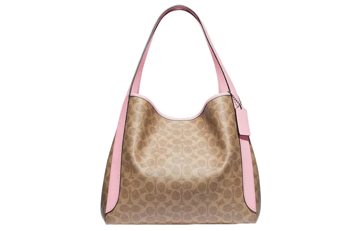 COACH Hadley Hobo Cow Leather Shoulder Bag, Handbag, Shoulder Bag Women's Light Khaki & Pink