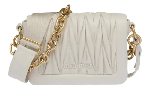 MIU MIU Soft Sheep Leather Shoulder Bag, Crossbody Bag Women's White