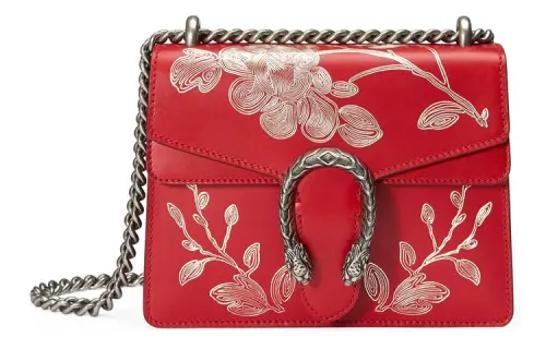 GUCCI Dionysus Leather Shoulder Bag Women's Red