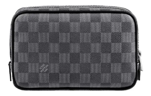 LOUIS VUITTON Canvas Clutch Makeup Bag Toiletry Bag Small Unisex Black