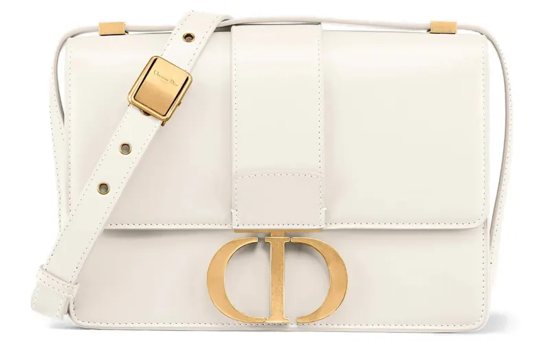 DIOR 30 Montaigne Smooth Cow Leather Box Bag, Shoulder Bag Women's Ecru