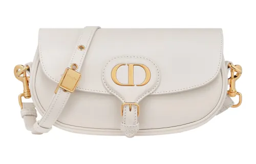 DIOR Bobby Smooth Cow Leather Crescent Bag, Handbag, Shoulder Bag, Crossbody Bag Regular Women's White