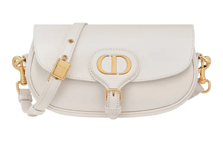 DIOR Bobby Smooth Cow Leather Crescent Bag, Handbag, Shoulder Bag, Crossbody Bag Regular Women's White
