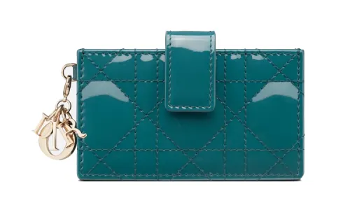 DIOR Lady Dior Cow Leather Card Holder Card Holder Women's Deep Sea Blue