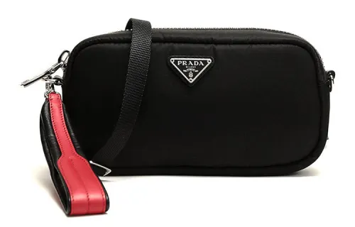PRADA Fabric Crossbody Handheld Shoulder Bag Mini Women's Black