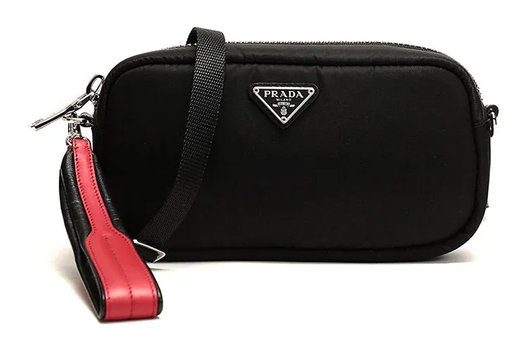 PRADA Fabric Crossbody Handheld Shoulder Bag Mini Women's Black