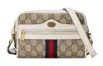 GUCCI Ophidia Canvas With Leather Crossbody Bag, Shoulder Bag Women's Beige