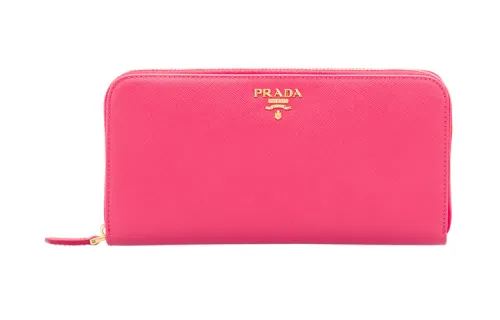PRADA Saffiano Leather Clutch Wallet Women's Pink Peony