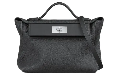 HERMES 24/24 Togo & Swift Calfskin Handbag Women's Black