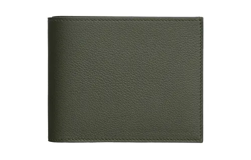 HERMES Citizen Twill Evercolor Calfskin Wallet Women's Brown Green