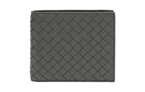 Bottega Veneta Cow Leather Wallet Unisex Black Gray