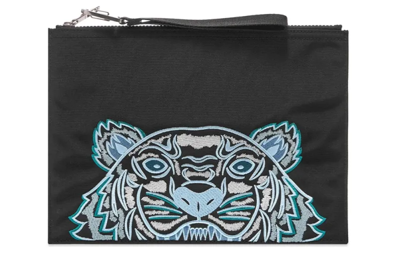 KENZO Classic Tiger Head Nylon Clutch Regular Men's Black