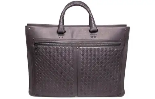 Bottega Veneta Leather Briefcase, Handbag Men's Brown Gray