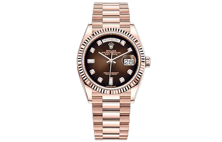 ROLEX Rolex, charlotte tilbury, calendar, automatic mechanical mechanism for men and women, coffee dial, golden gold watch, watch strap, 36mm, pink gold