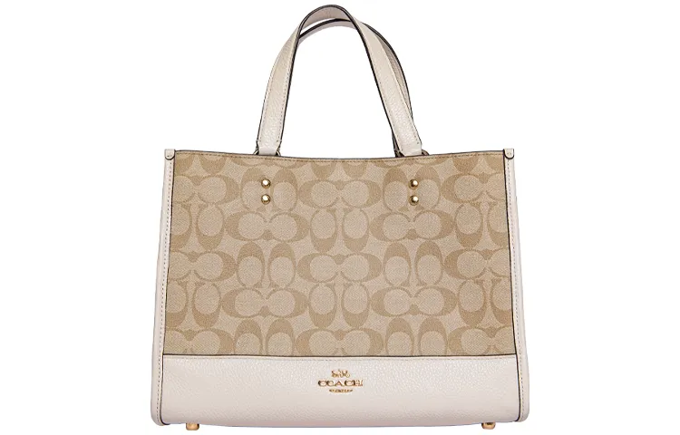 COACH Dempsey Coated Canvas With Leather Tote Bag, Shopping Bag, Shoulder Bag, Crossbody Bag, Handbag Large Women's
