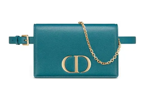 DIOR Cow Leather Fanny Pack Regular Women's Deep Ocean Blue