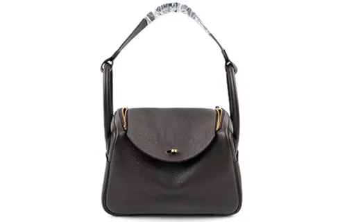 HERMES Lindy Clemence Bullock Leather Handbag 26 Women's 46 Ebene Ebony