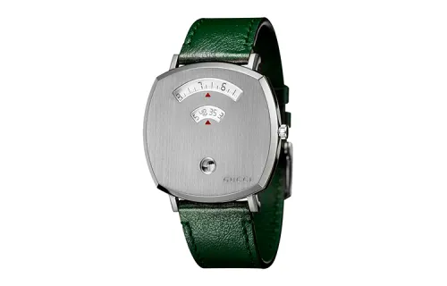GUCCI Grip Collection Wrist Watches Quartz Movement Cow Leather Strap Silver Dial Men's Watches