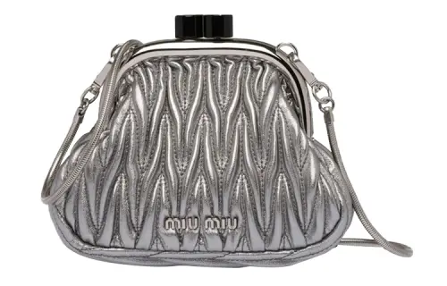 MIU MIU Leather Crossbody Bag Mini Women's Silver