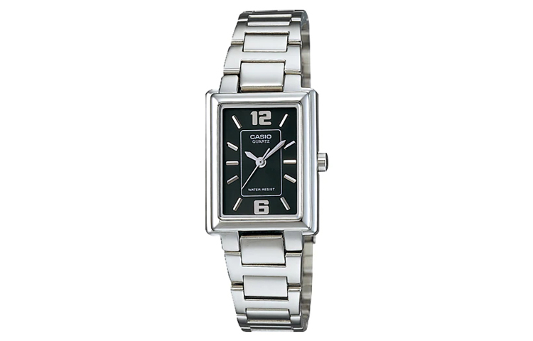 CASIO Casio, quartz quartz watches, watch strap stainless steel, women's watch, black dial, simple and elegant design, quartz mechanism, Japanese and Korean