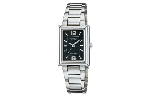 CASIO Casio, quartz quartz watches, watch strap stainless steel, women's watch, black dial, simple and elegant design, quartz mechanism, Japanese and Korean