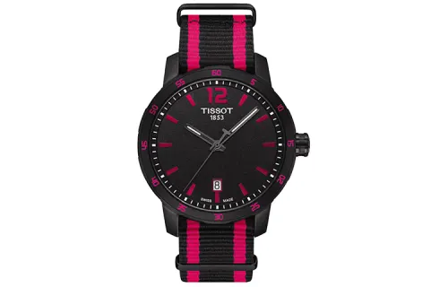 TISSOT Time Jog Collection Quartz Movement Men's Watches Watch 40mm Black Dial Stainless Steel Case Canvas Strap