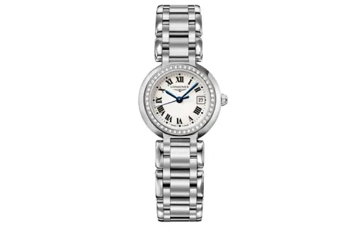 LONGINES Heart Moon Collection Quartz Movement Women's Watch 26.5mm White Dial Stainless Steel Watchband