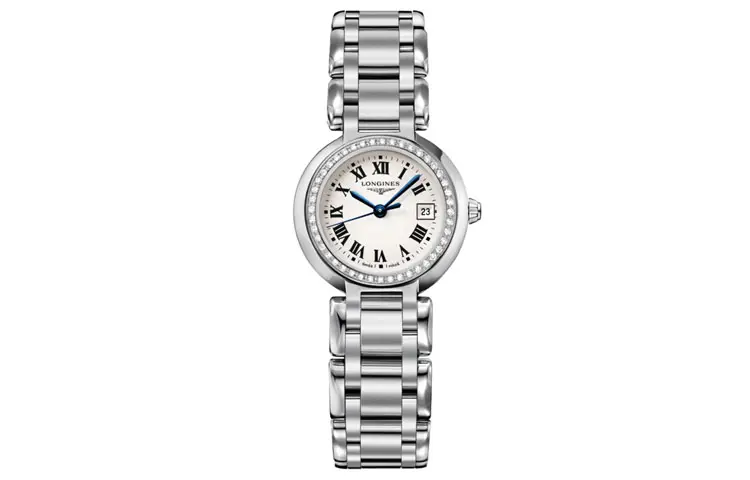 LONGINES Heart Moon Collection Quartz Movement Women's Watch 26.5mm White Dial Stainless Steel Watchband