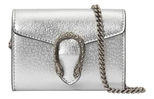 GUCCI Dionysus Metal Leather Crossbody Bag, Shoulder Bag Women's Silver