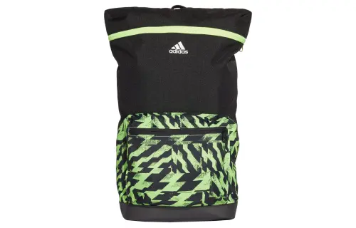 Adidas Recycled Polyester Plain Weave Fabric Backpack Regular Unisex Color Block Multicolor Signal Green