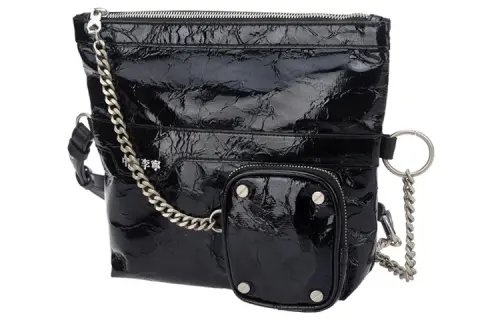 Li Ning Polyester Composite Leather Crossbody Bags Unisex Black