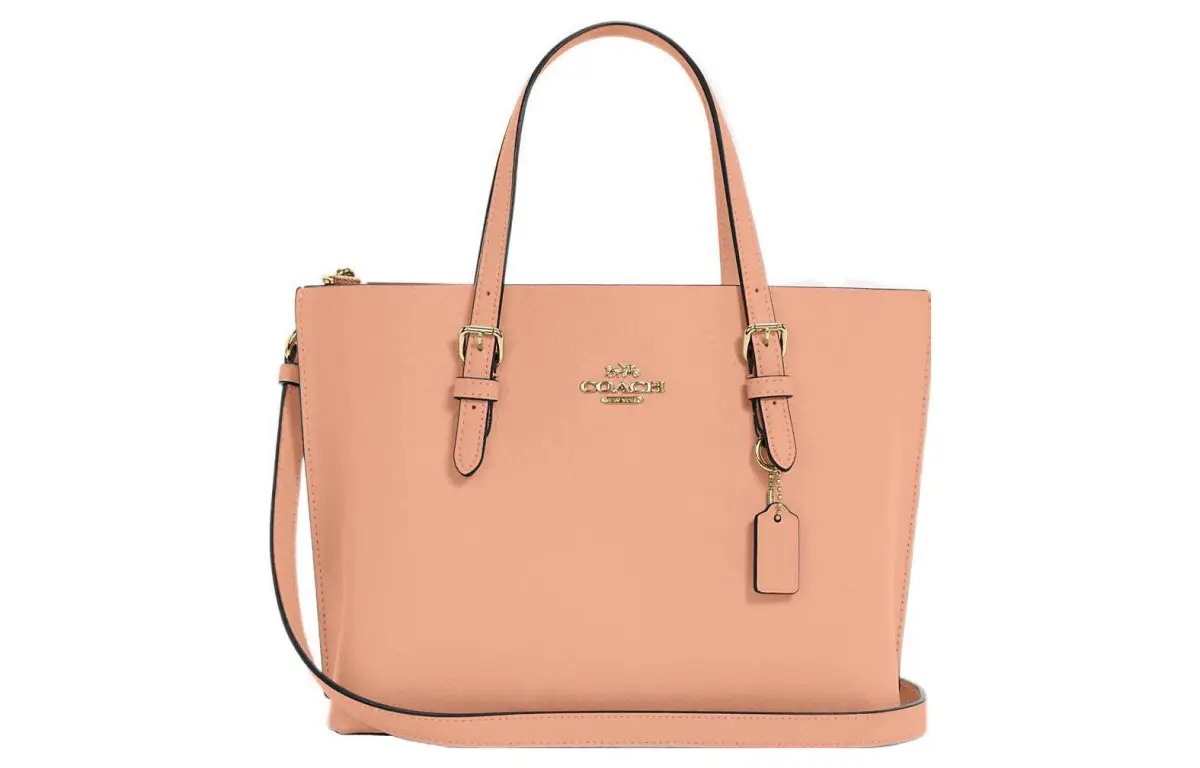 COACH Mollie Leather One Shoulder Handbag, Crossbody Bag 25 Women's Gold & Faded Blush Pink