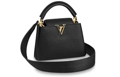 LOUIS VUITTON Capucines Leather Shoulder Bag, Crossbody Bag, Handbag Mini Women's Black