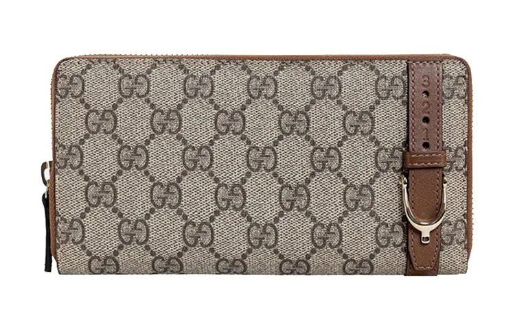GUCCI Canvas With Leather Wallet Regular Unisex Ebony/Brown