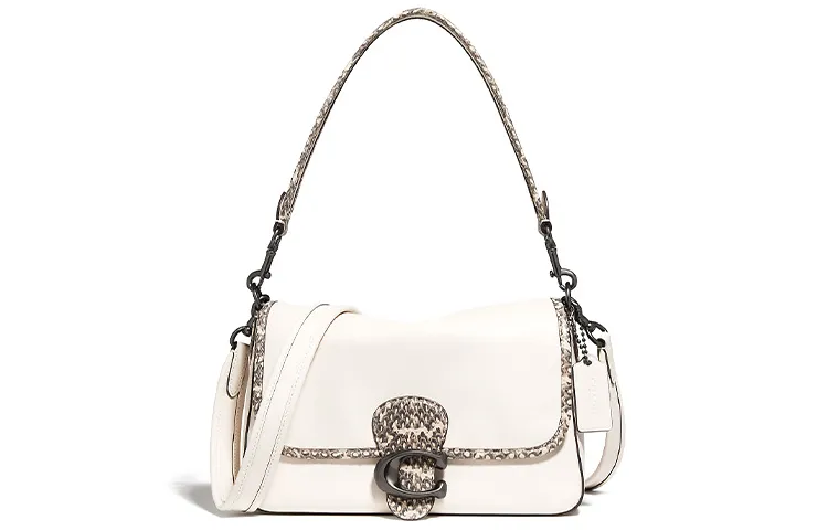 COACH Soft Tabby Leather Crossbody Bag, Underarm Shoulder Bag Women's Pink White