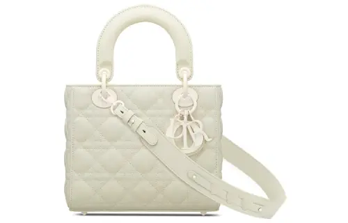 DIOR Lady Dior Matte Cow Leather Handbag, Shoulder Bag, Crossbody Bag, Handbag Women's Milk White