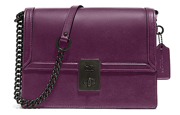 COACH Hutton Shiny Leather Crossbody Bags Small Women's Purple