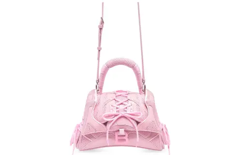 Balenciaga Hourglass Leather Handbag, Shoulder Bag, Crossbody Bag Women's Pink