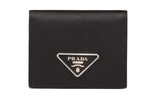 PRADA Saffiano Leather Wallet Small Women's Black