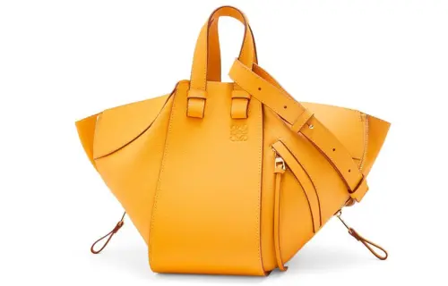 LOEWE Hammock Zip Closure Cow Leather One Shoulder Handbag Small Women's Mango Yellow