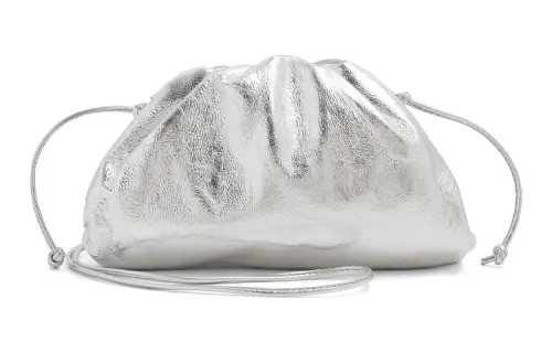 Bottega Veneta Solid Color Leather Crossbody Bag, Shoulder Bag Mini Women's Silver